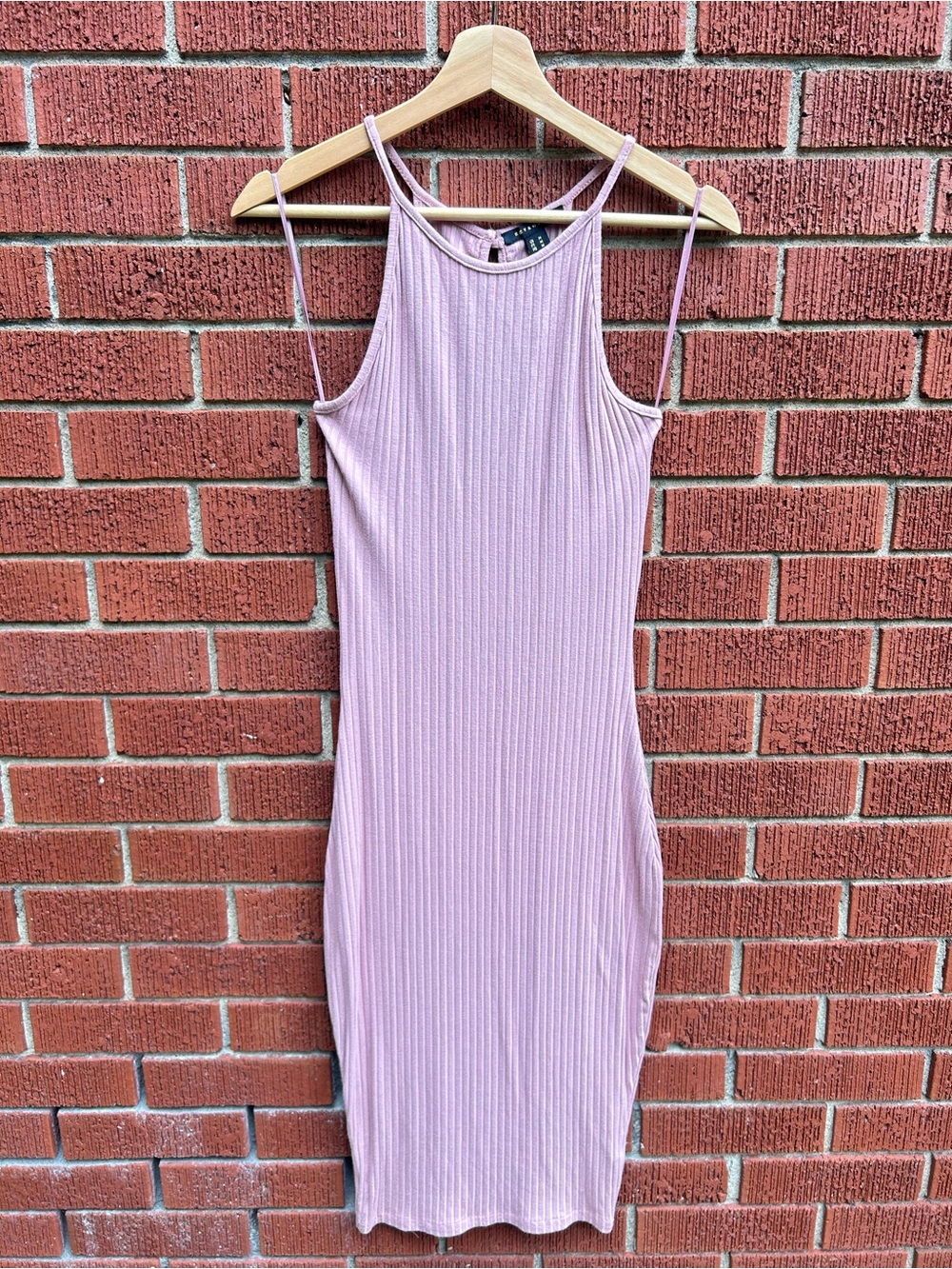 Revamped Ribbed Bodycon Midi Dress Pink Sleeveless Women’s Medium